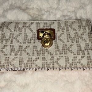 Michael Kors Beige and Gold Logo Wallet